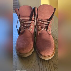 Men's Timberlamd Boots Size 11, Color - Rust/Navy Blue Collar